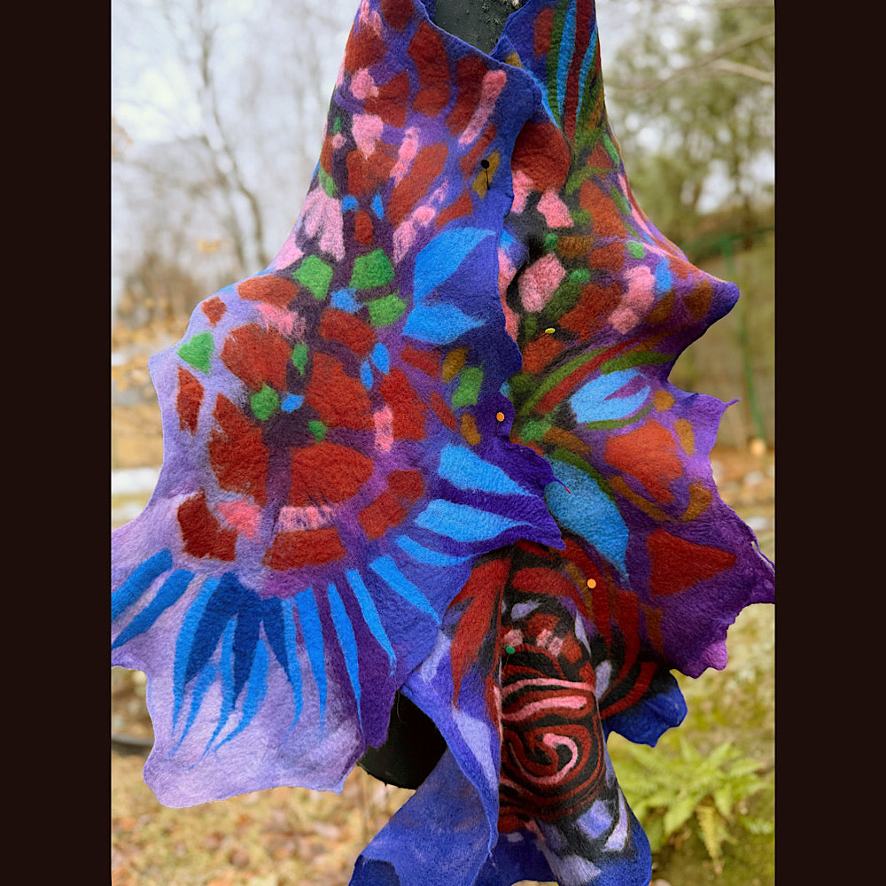 Handmade wool Felted Scarf 80” X 19”