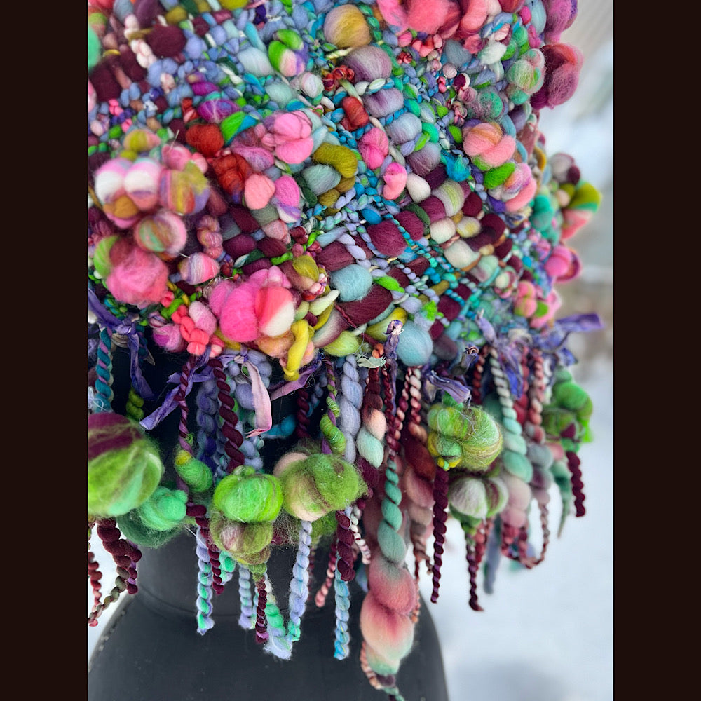 Winter rose Woven art yarn Giant cowl