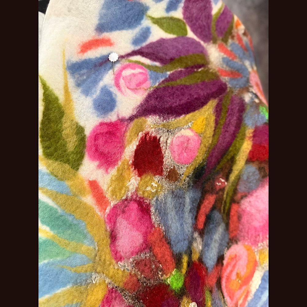 OOAK Handmade wool Felted Scarf 80” X 17” Original art work
