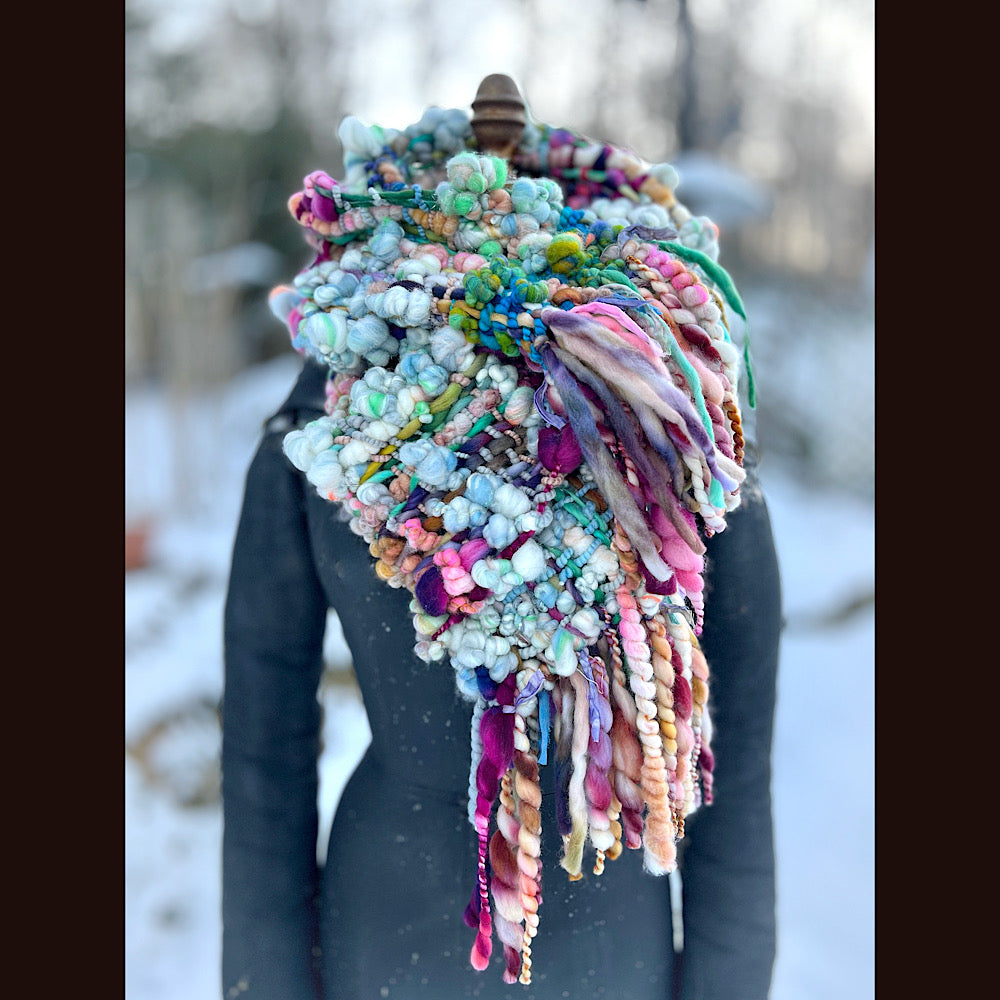 Woven art yarn Scarf 90” X 7”