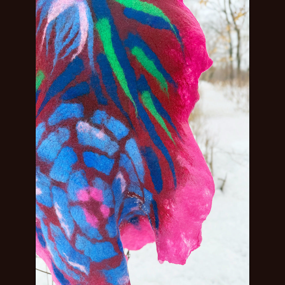 Handmade wool Felted Scarf 80” X 20