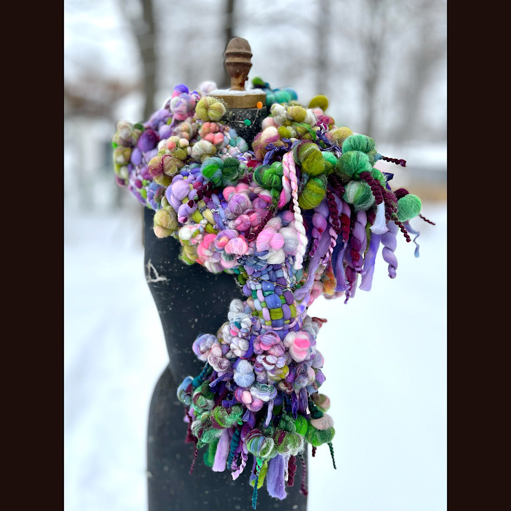 Winter rose Woven art yarn Scarf 100” X 7-8”