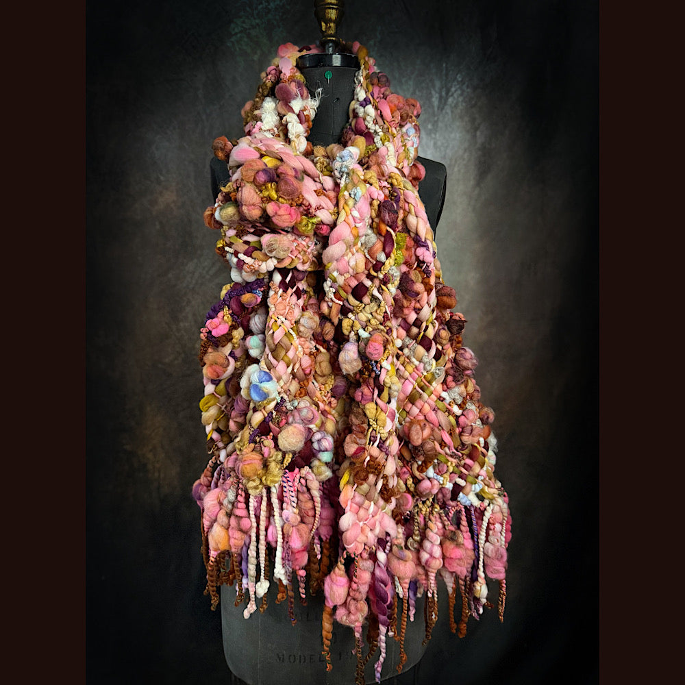 Handmade wool Woven Scarf 84”X 11”