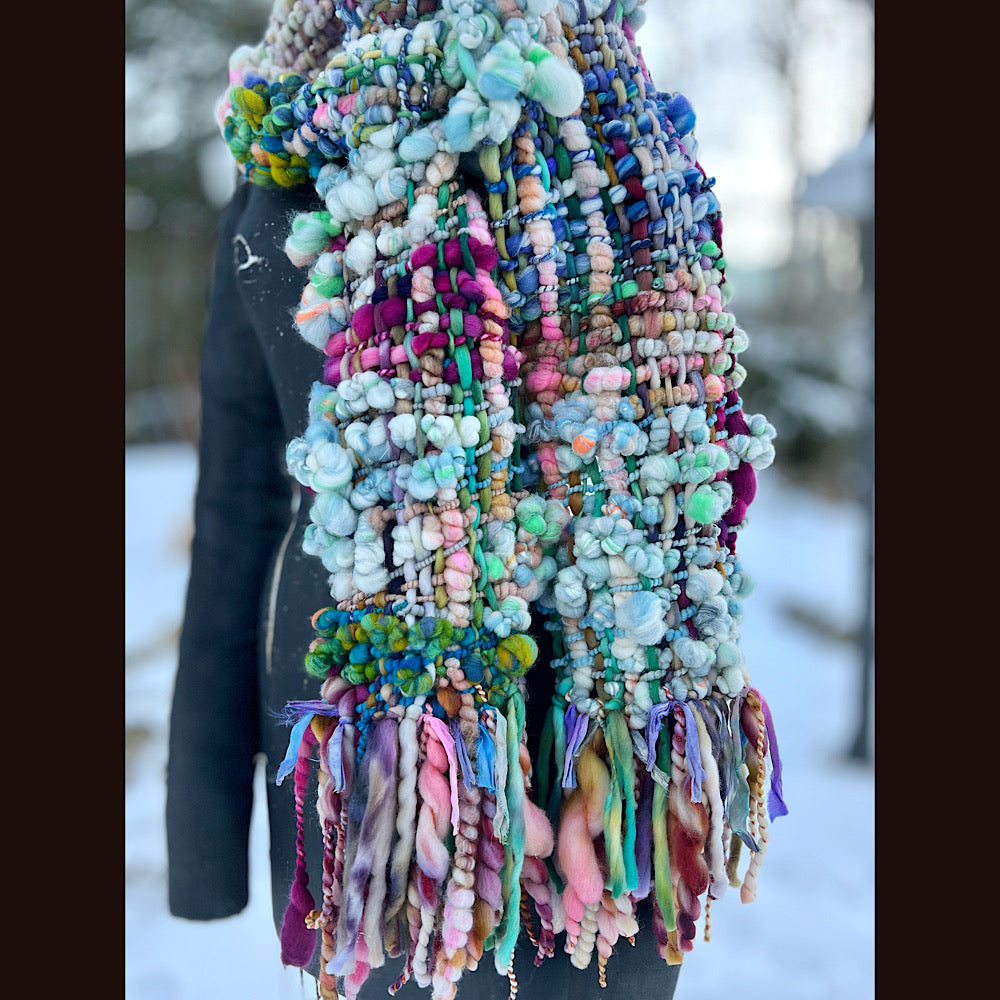 Woven art yarn Scarf 90” X 7”