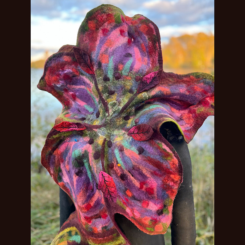 Wild Rose Felted Scarf 70” x 25”