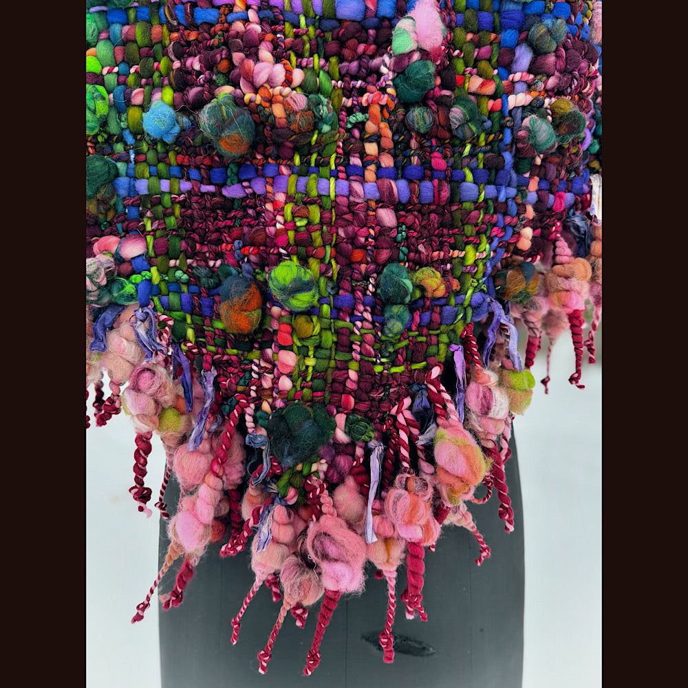 Handmade wool Woven Scarf shawlette 53” X 28”