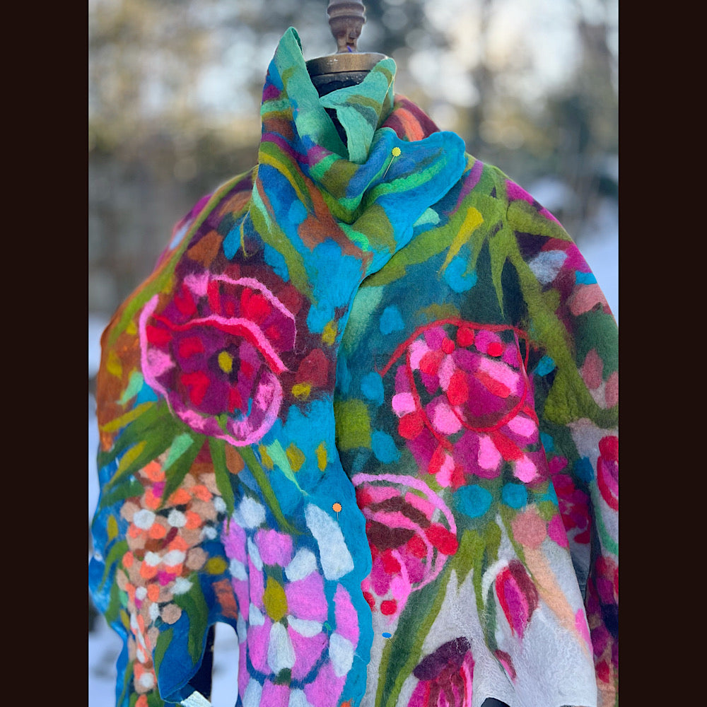 Rose Felted Shawl 84” X 21”