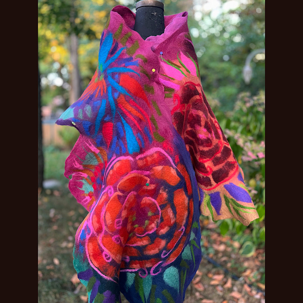 Handmade Felted Wool Scarf 74” X 29”
