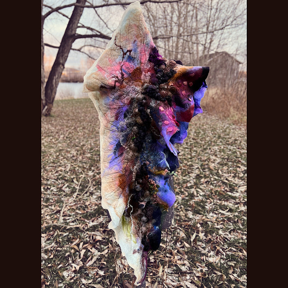 Last rays before dawn felted scarf 69” X 20”