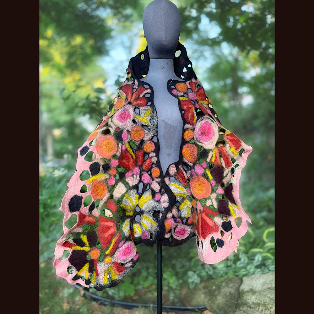 OOAK Handmade wool Felted Scarf 82” X 17” Original art work