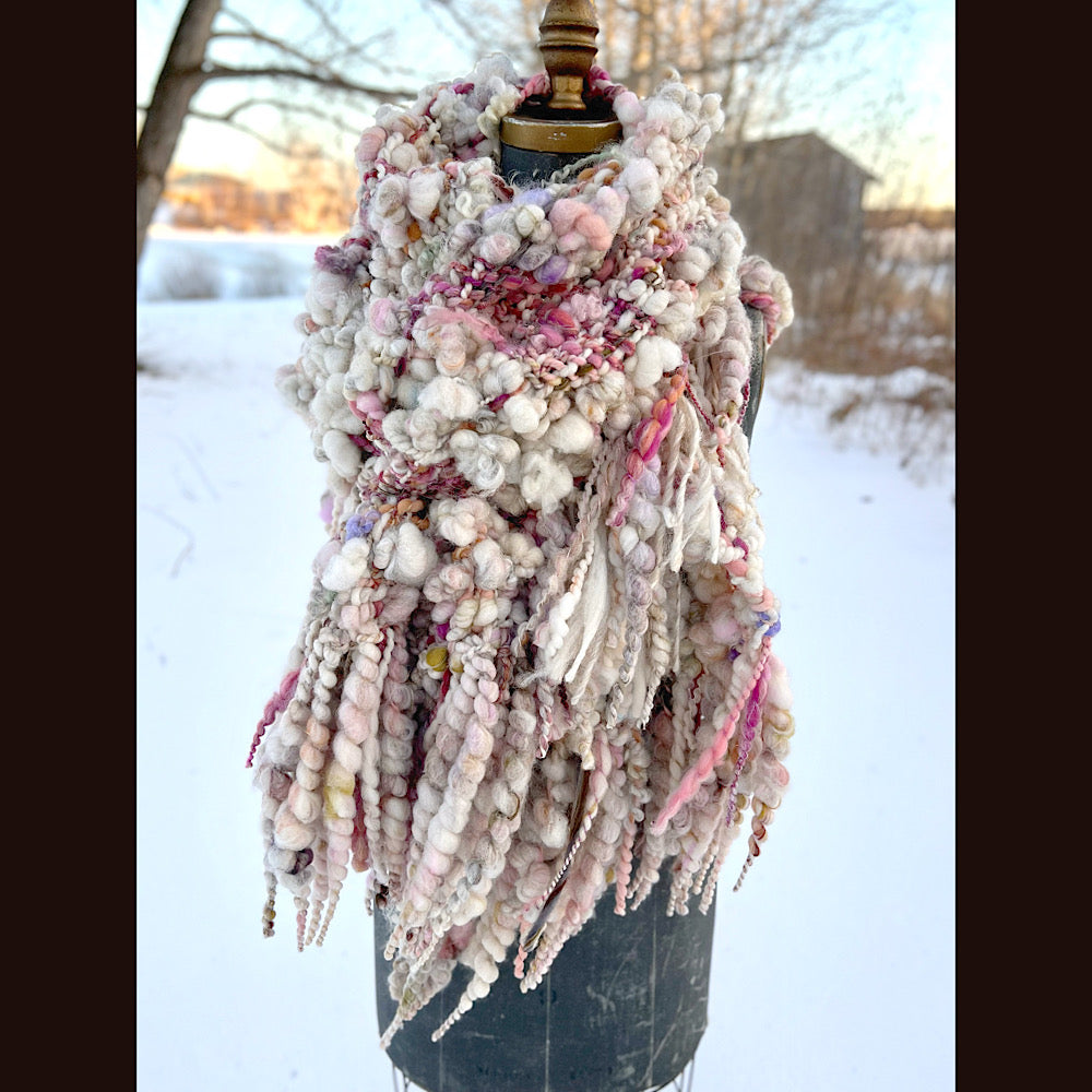 The Snow Rose Shawl  64” X 22”  1.3 pound