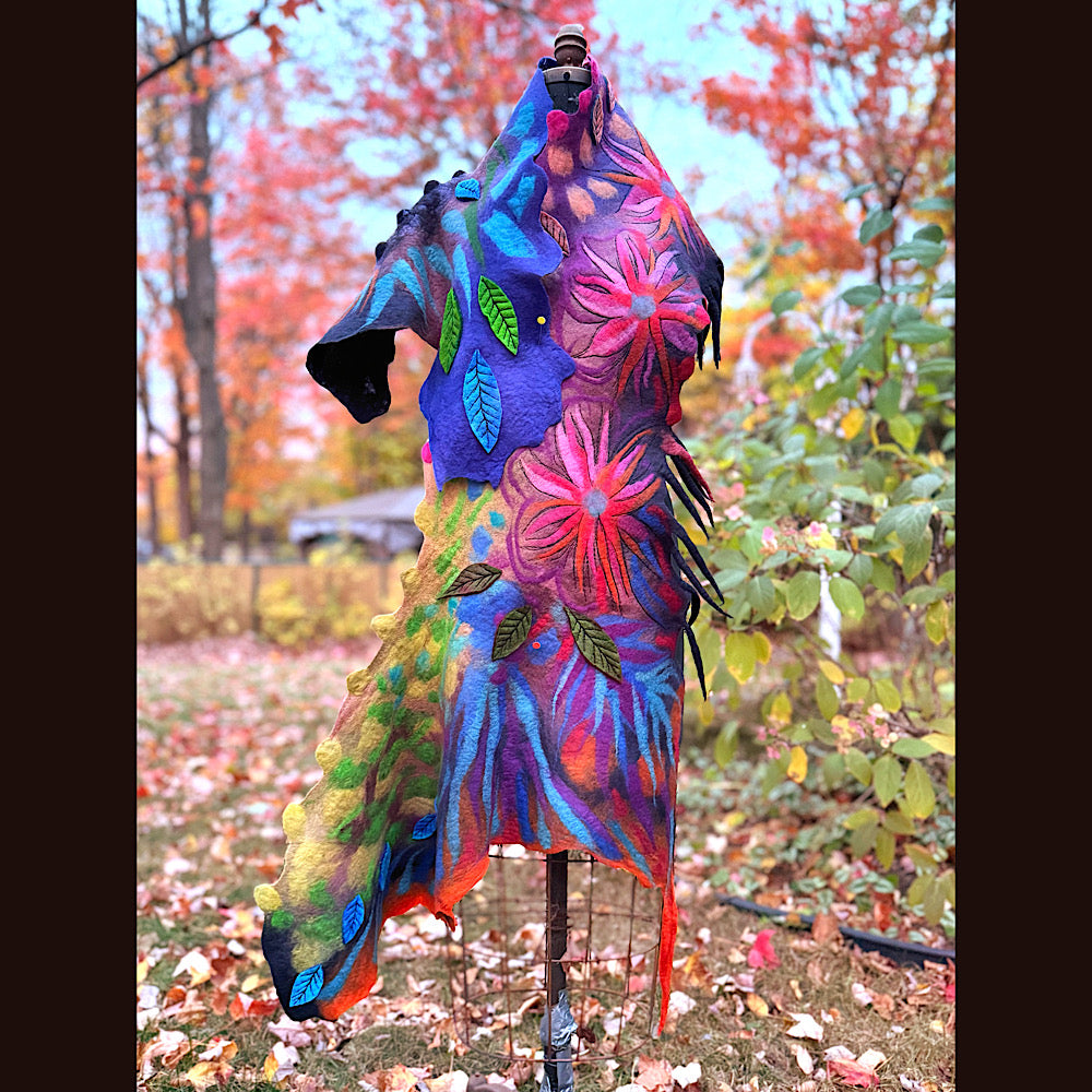 Handmade Felted Wool Scarf 74” X 33”