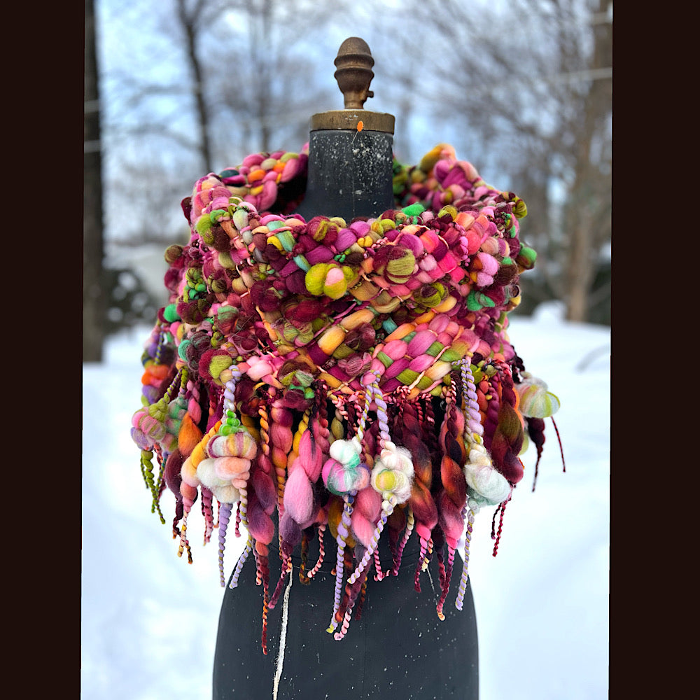 Winter rose Woven art yarn Giant cowl