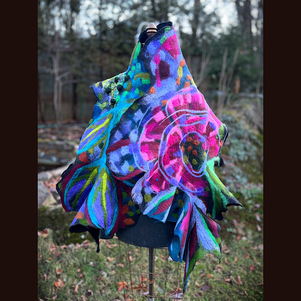 Rose Felted Shawl 84” X 29”