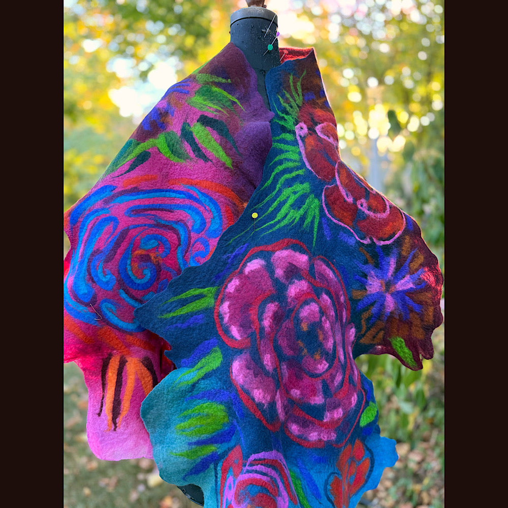 Handmade Felted Wool Scarf 82” X 25”