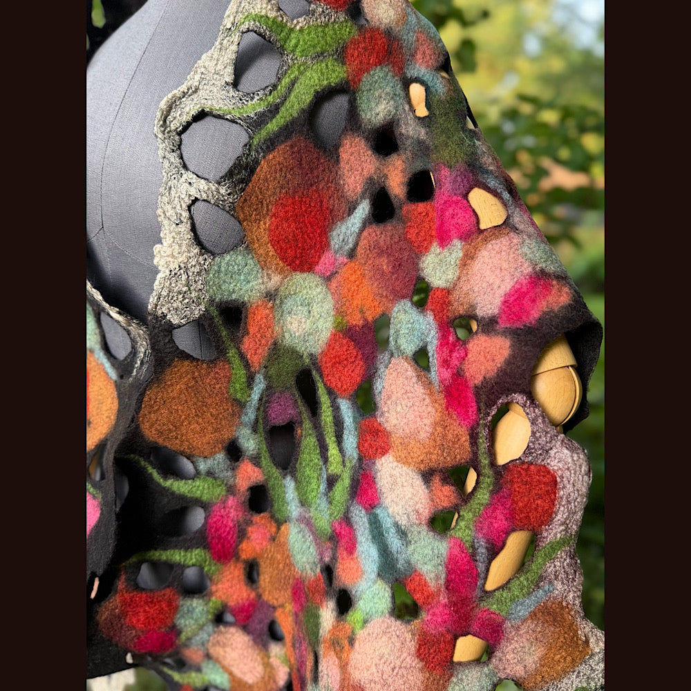 OOAK Handmade wool Felted Scarf 90” X 19” Original art work