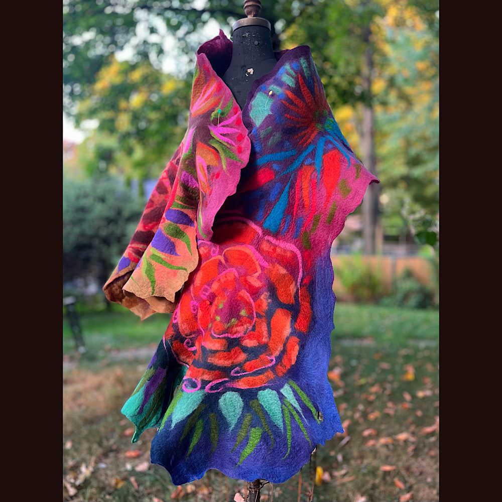 Handmade Felted Wool Scarf 74” X 29”