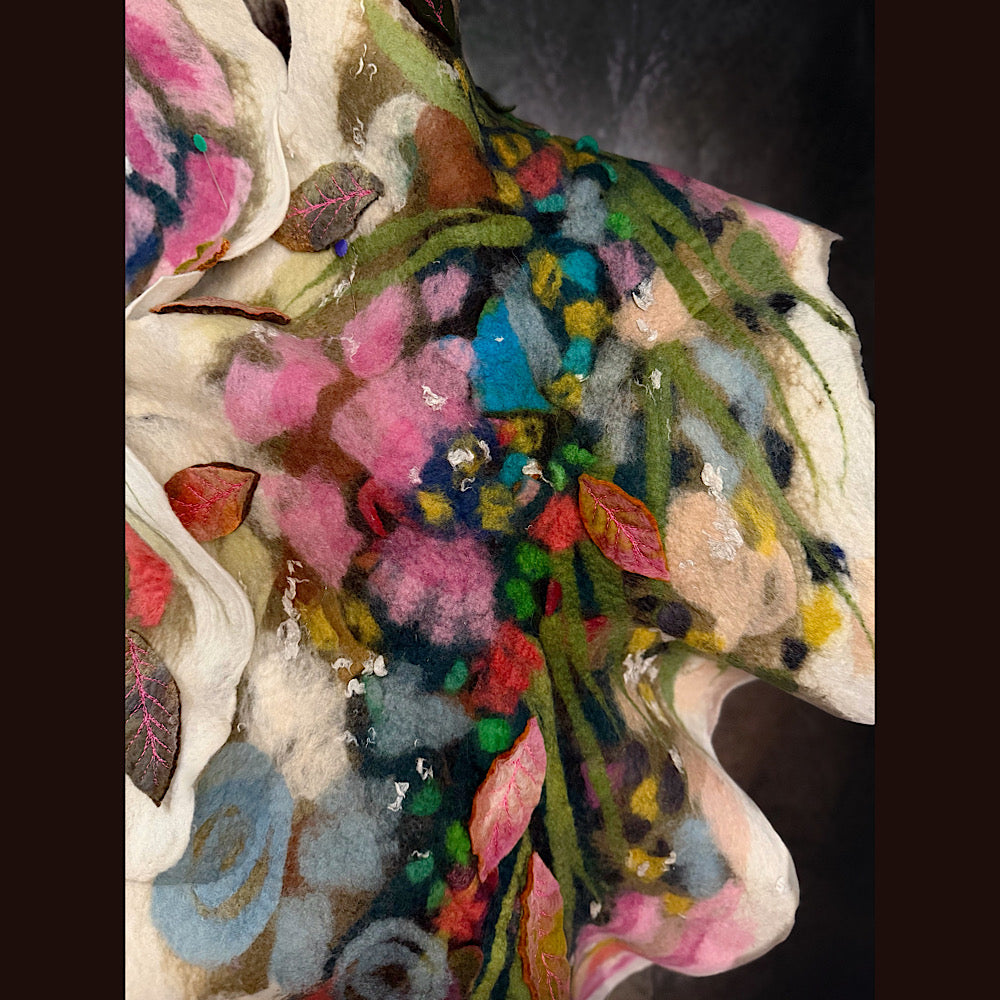 OOAK Handmade wool Felted Scarf 86” X 21”