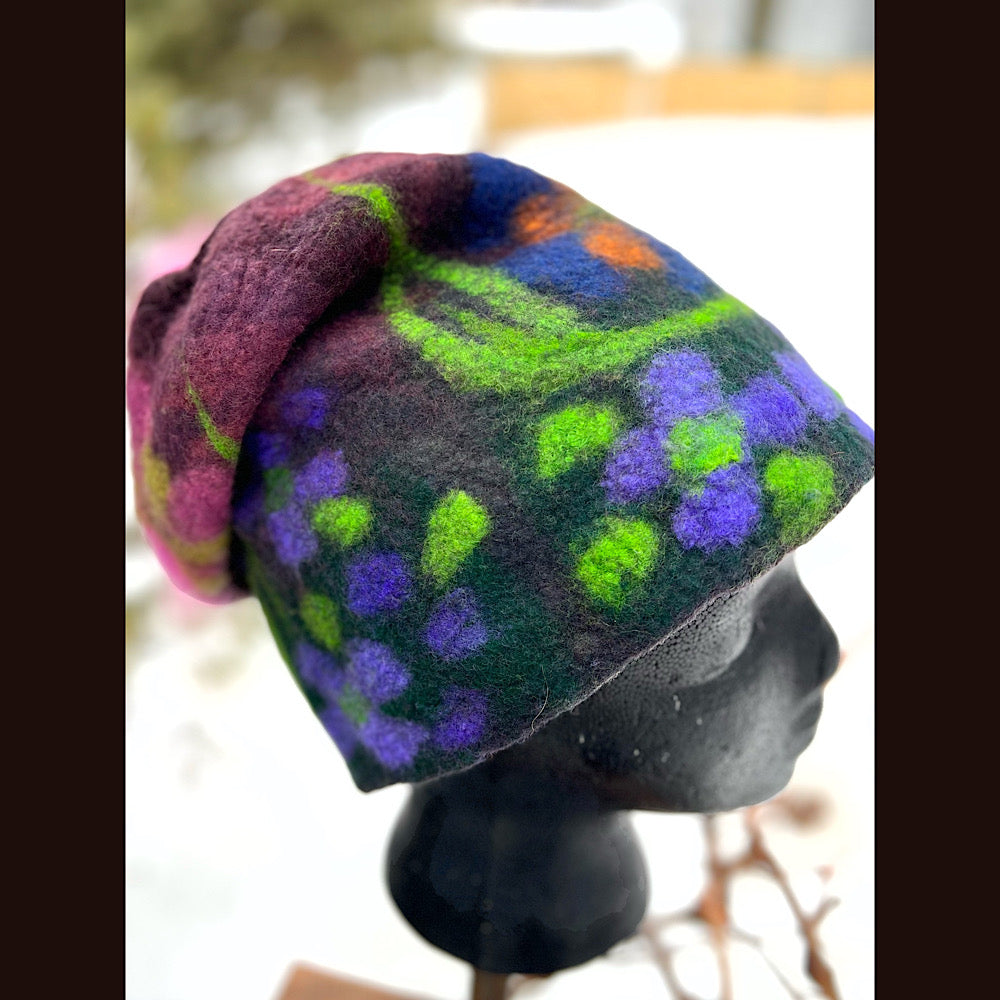 Felted slouchy toque hat medium 23”