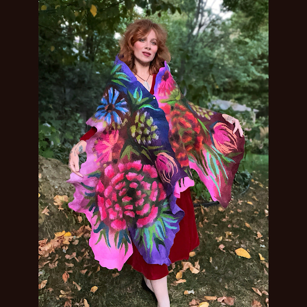 Handmade Felted wool Scarf 86” X 26”