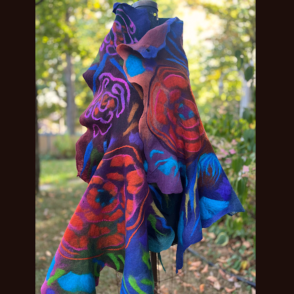 Handmade Felted Wool Scarf 82” X 29”