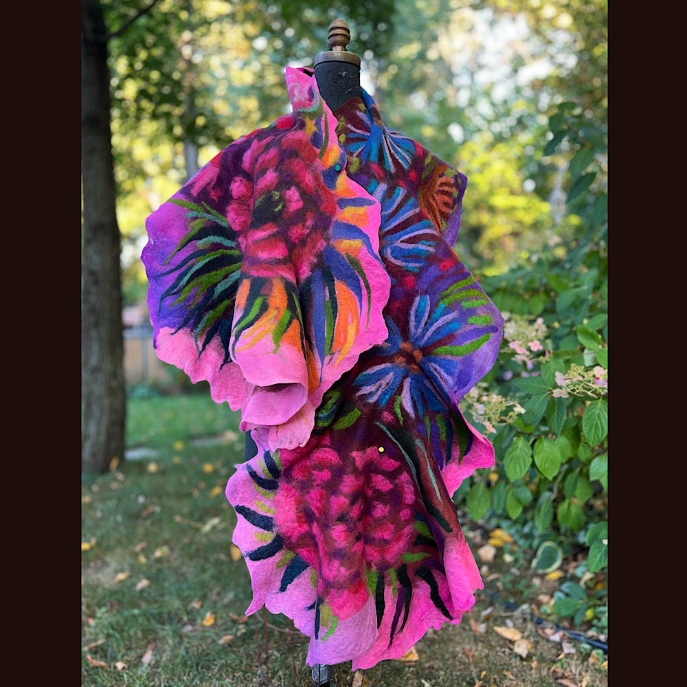 Handmade Felted wool Scarf 82” X 24”