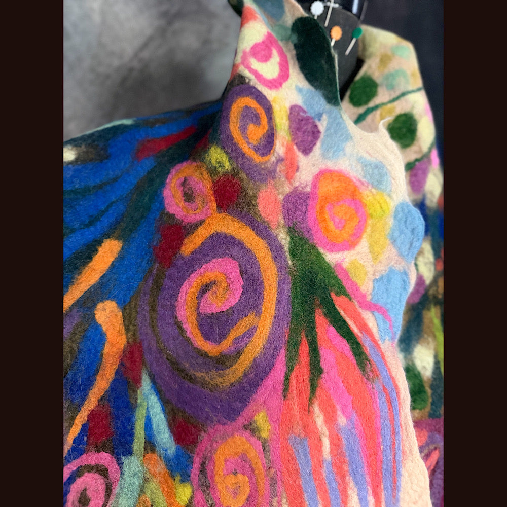 OOAK Handmade wool Felted Scarf 84” X 18”