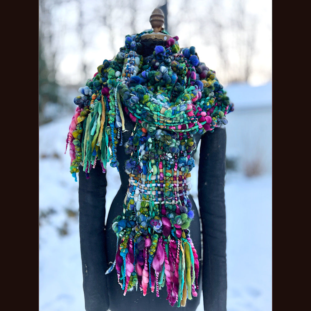 Woven art yarn Scarf 92” X 8.5”