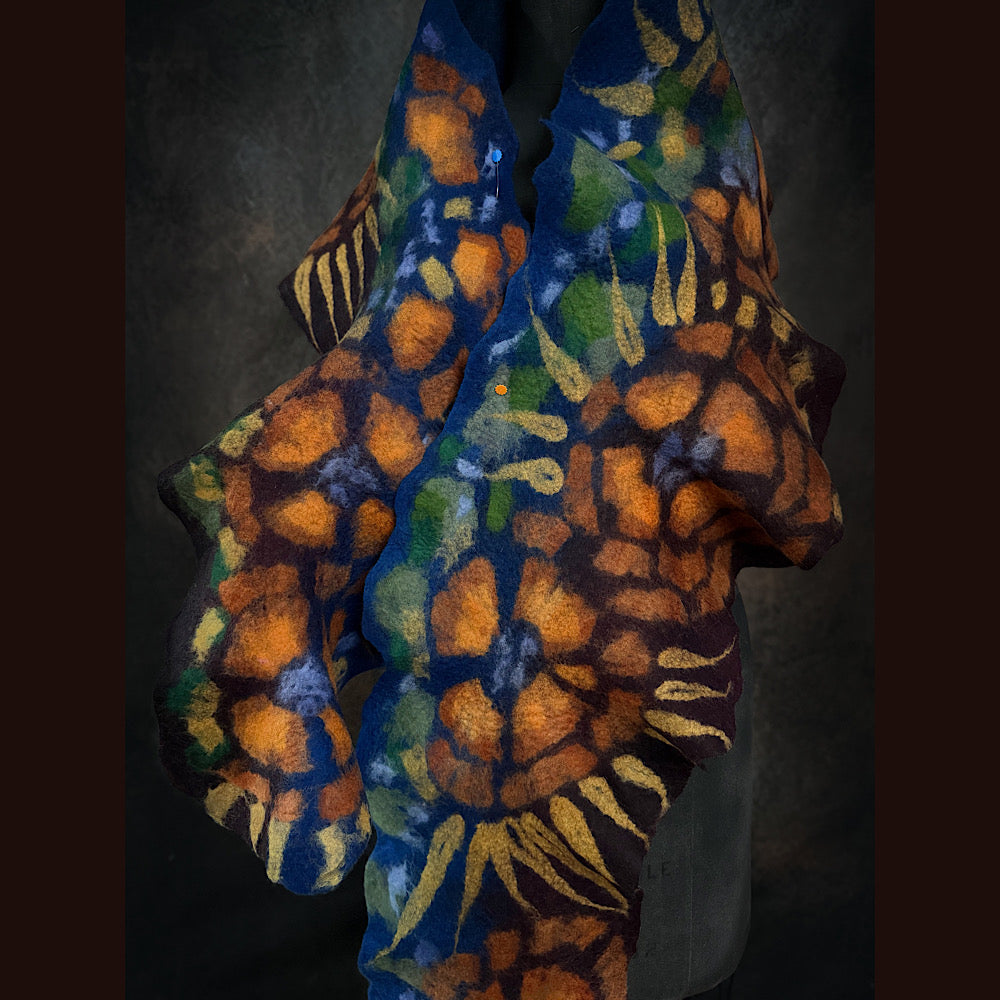 OOAK Handmade wool Felted Scarf 81” X 12”