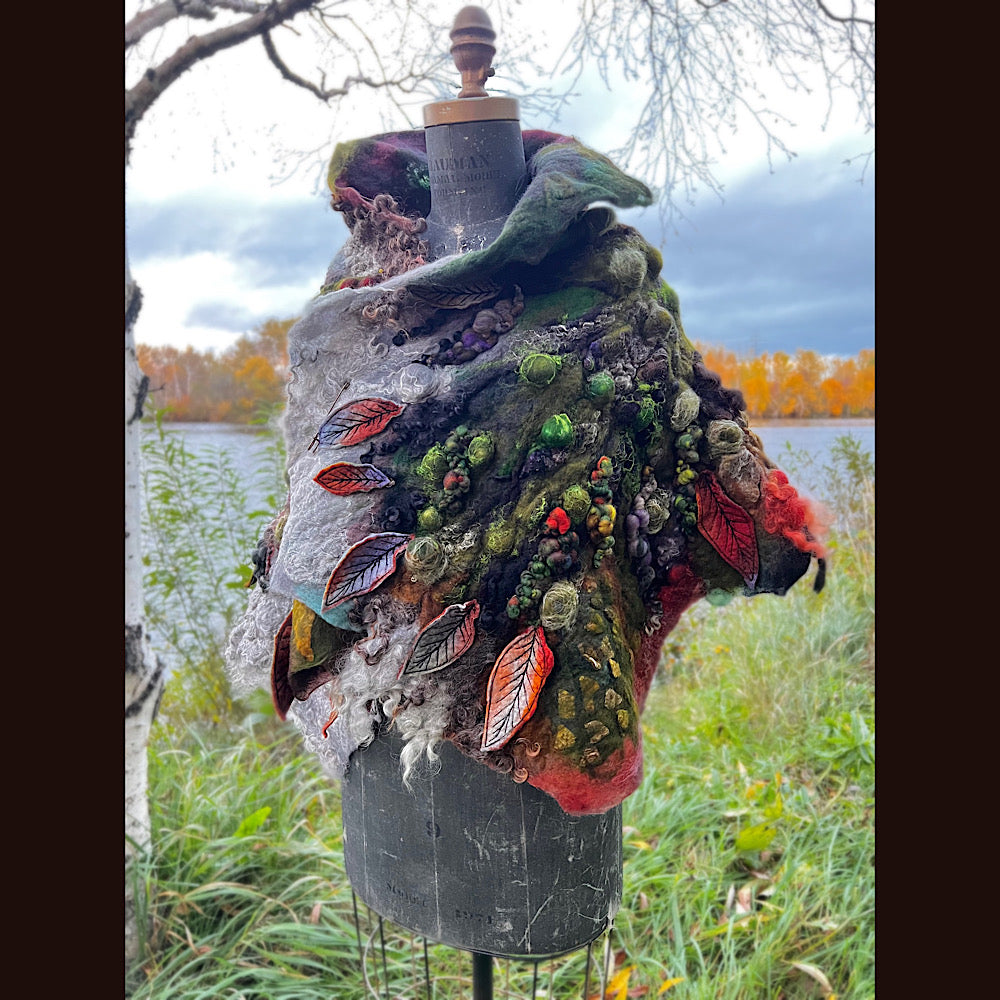 Reserved- Tundra felted shawl 78” X 22”- *this shawl has been extended *