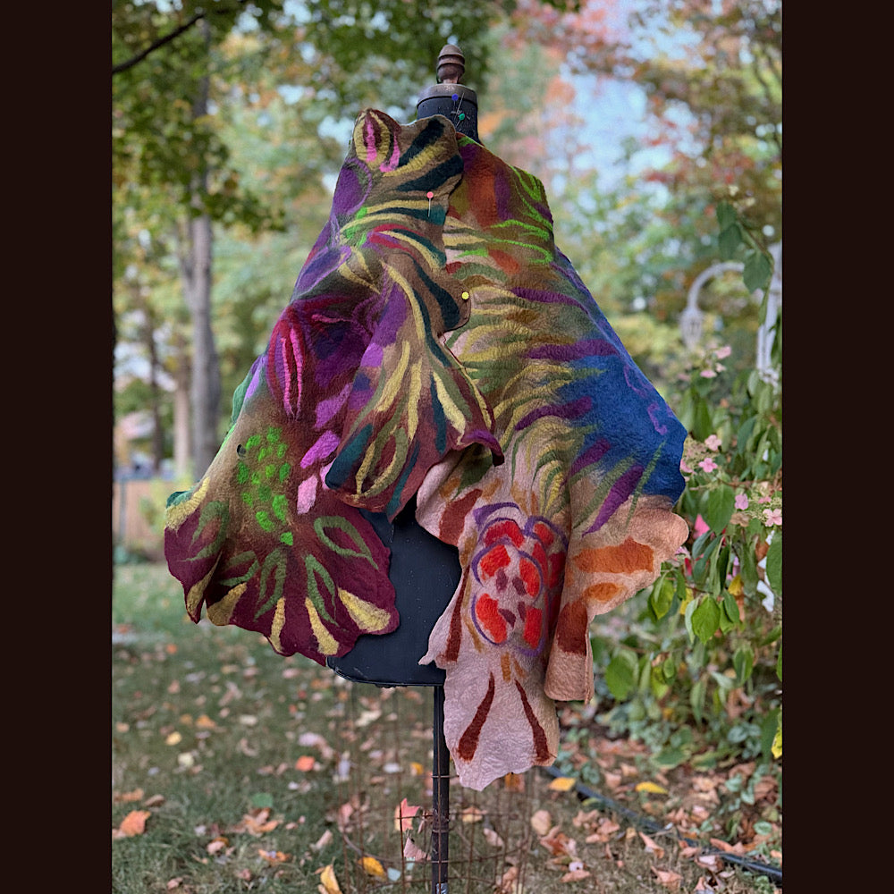 Handmade Felted Wool Scarf 80” X 22”