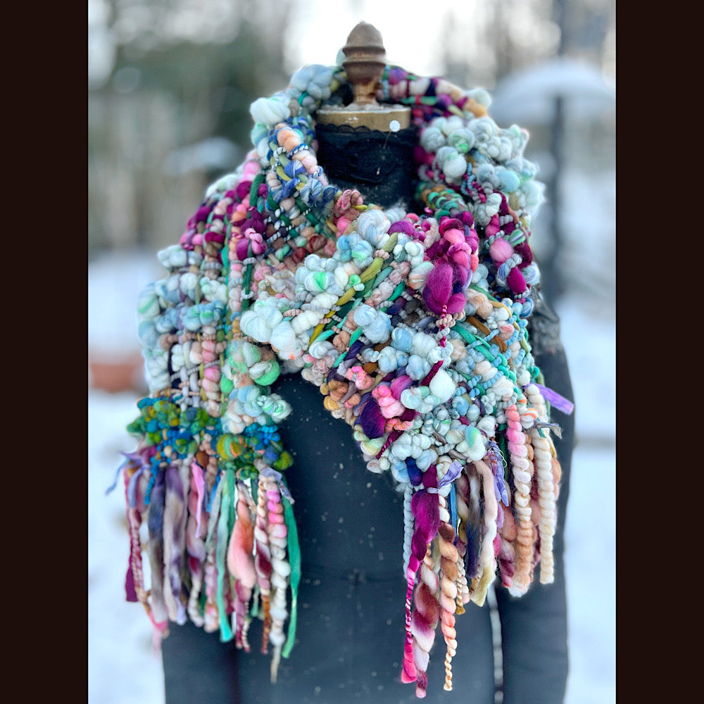 Woven art yarn Scarf 90” X 7”