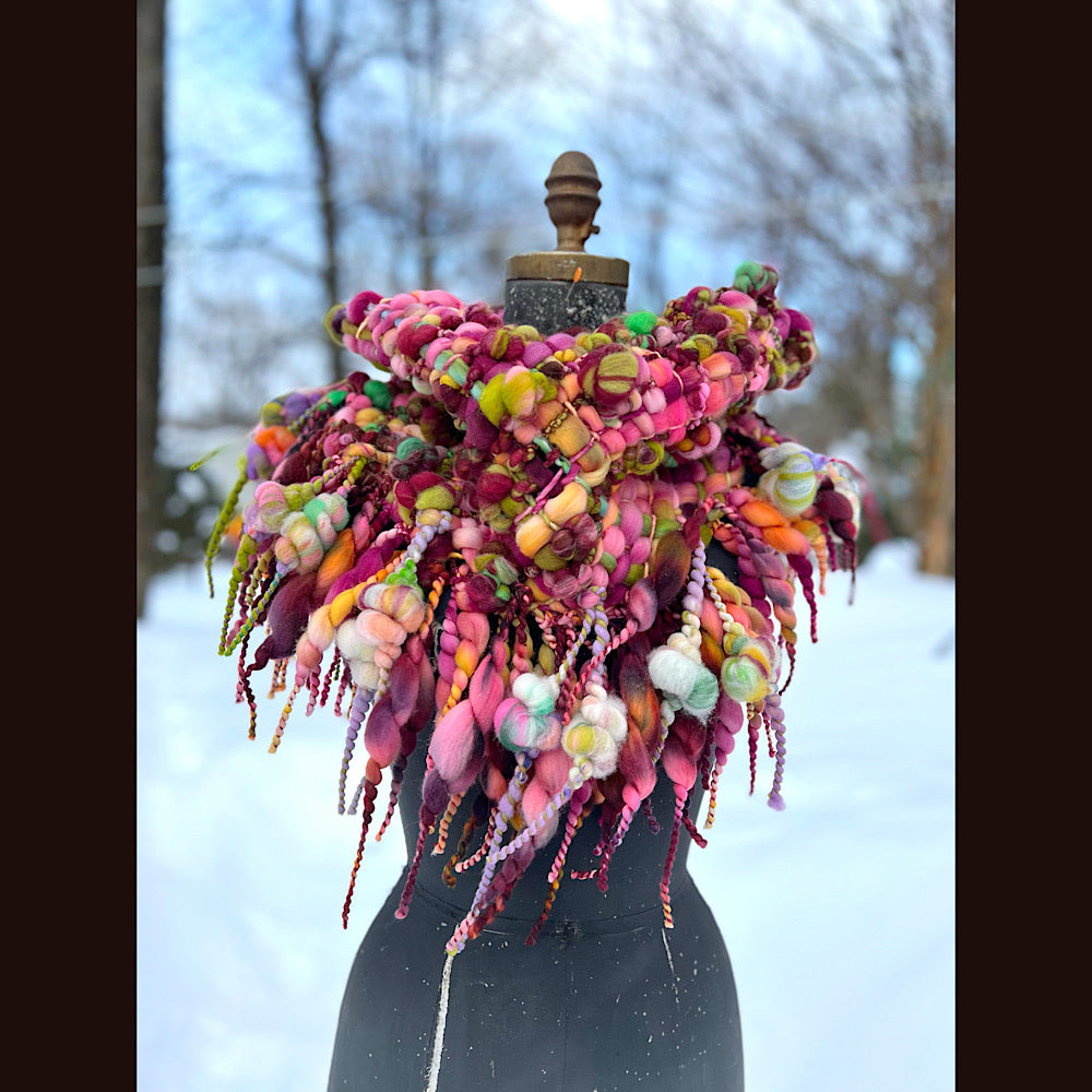 Winter rose Woven art yarn Giant cowl