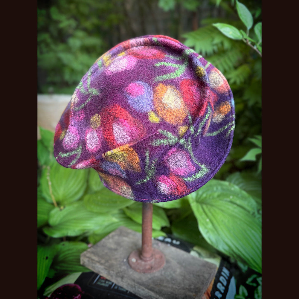 OOAK Handmade wool Felted hat 23.5” medium