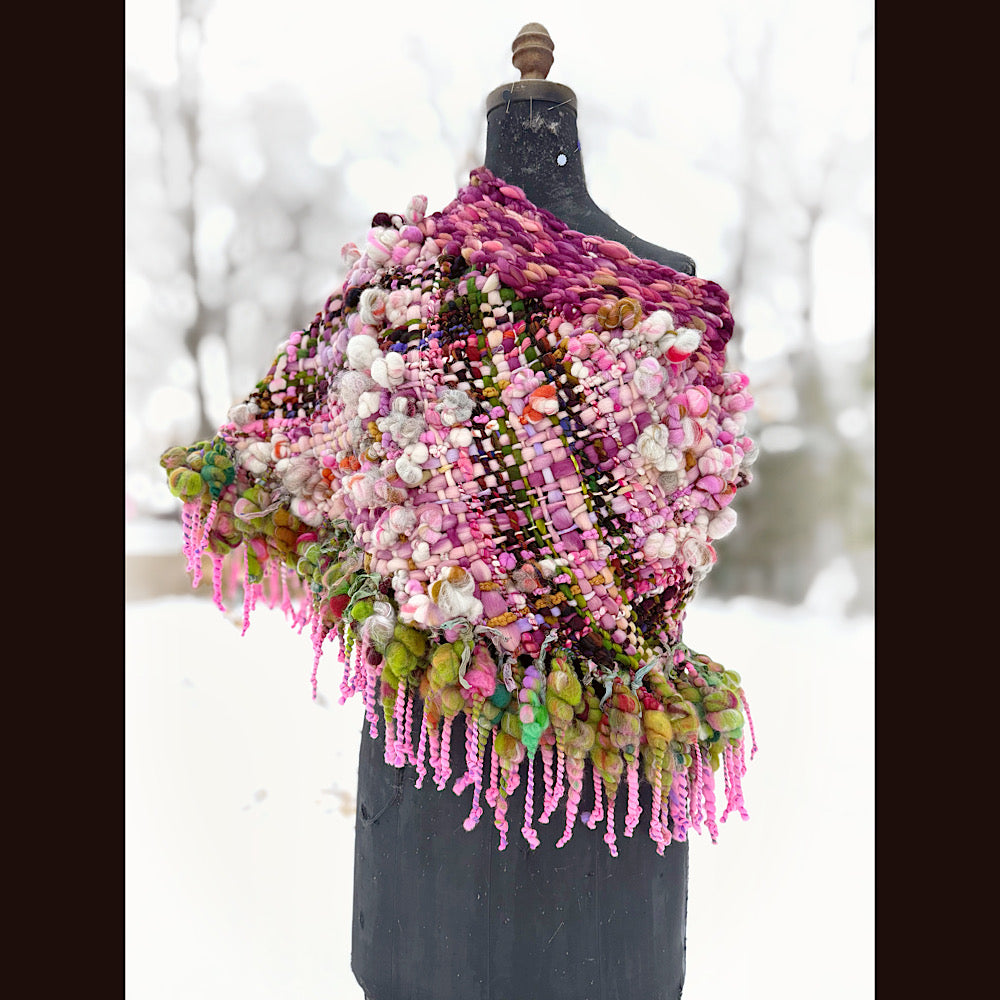 Handmade wool Woven Scarf shawlette 26”X  20” larger size