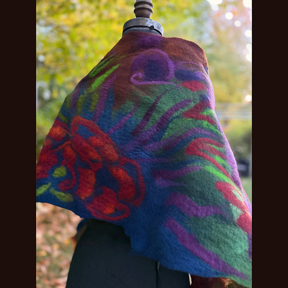 Handmade Felted Wool Scarf 80” X 22”