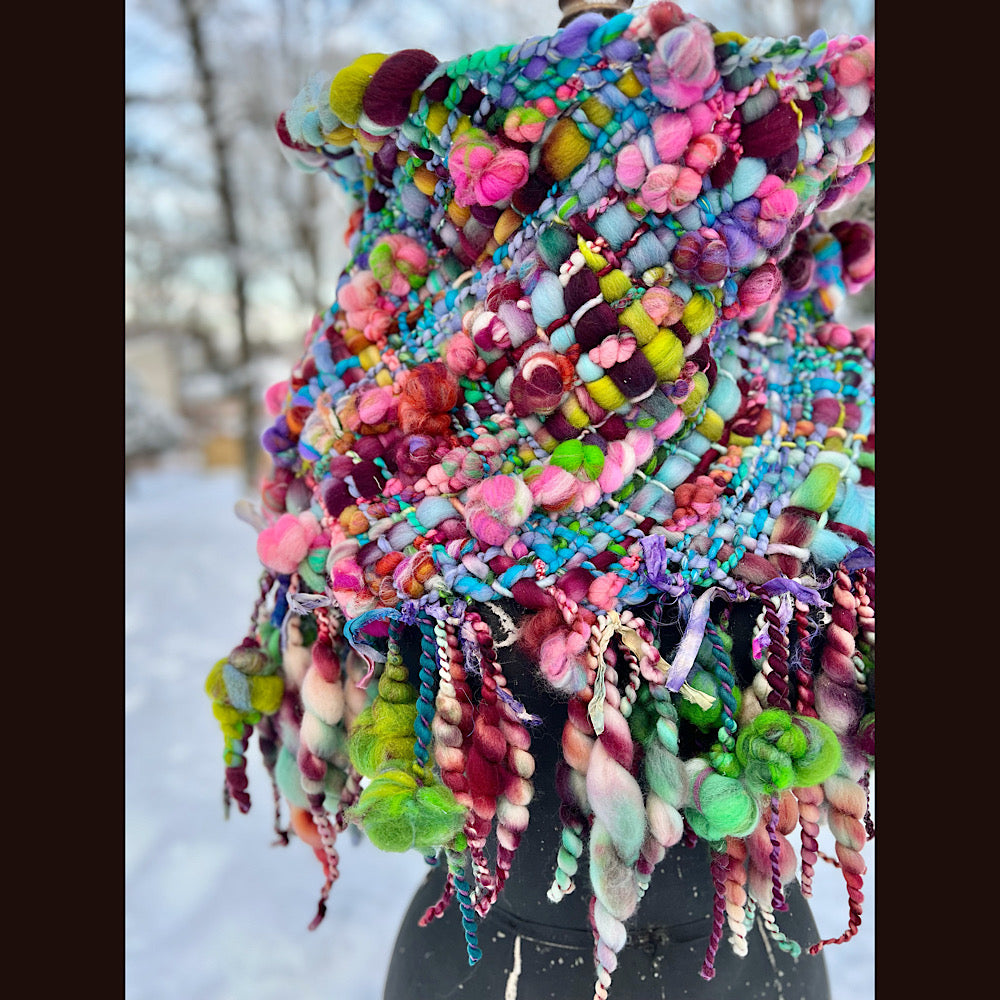 Winter rose Woven art yarn Giant cowl