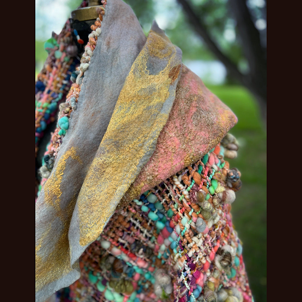 Woven shawl with hood 82” X 36”