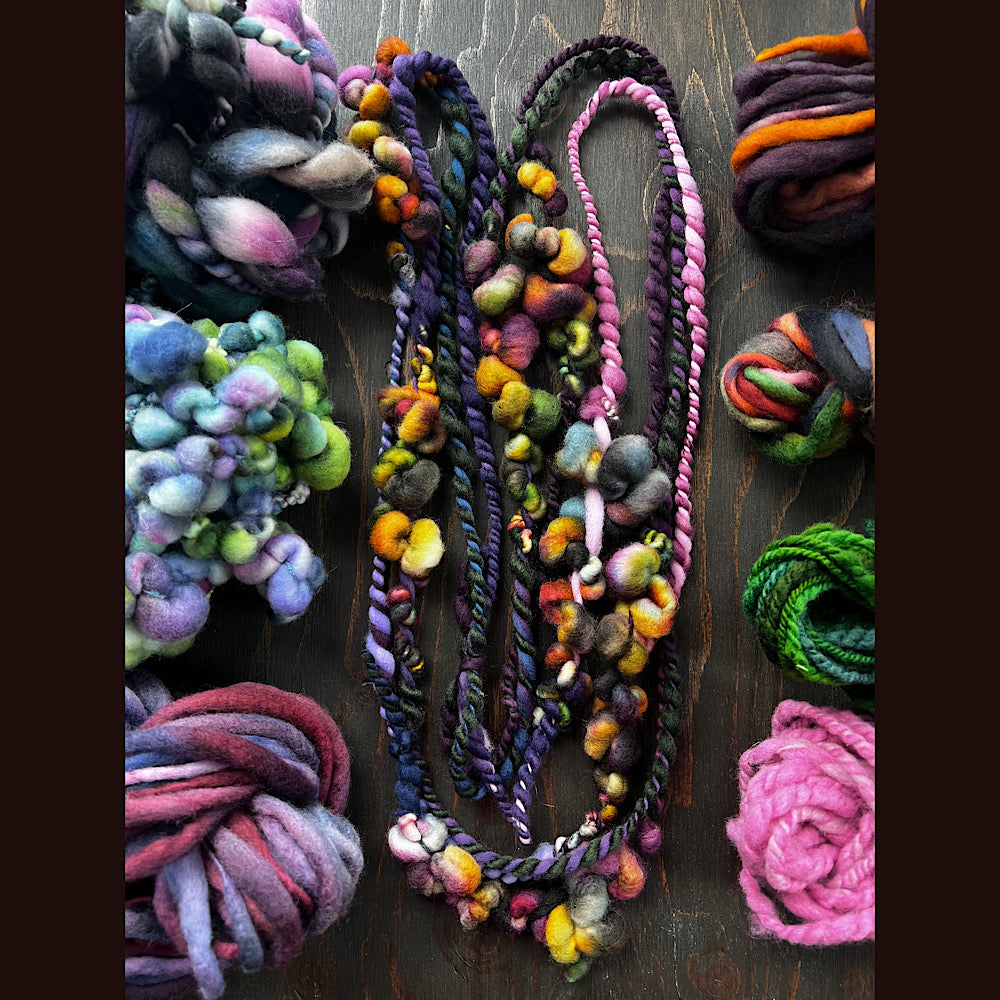 Large lot of hand spun yarn for weaving  knitting crochet 12.3 oz