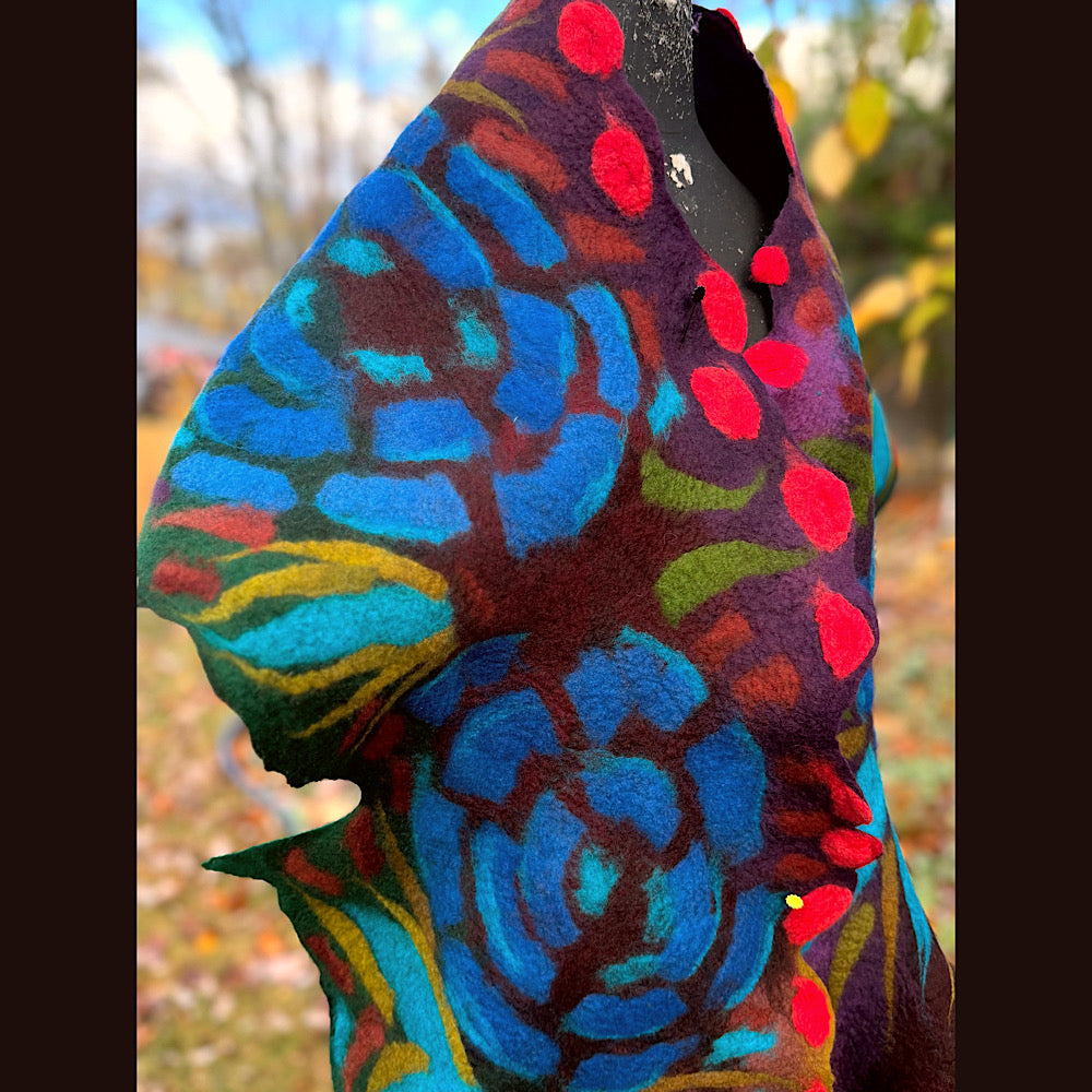 Handmade wool Felted Scarf 92” X 16”