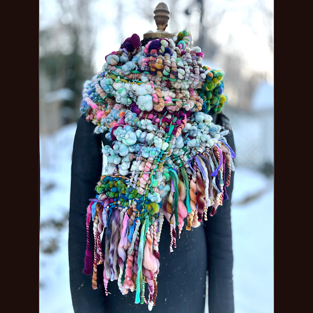 Woven art yarn Scarf 90” X 7”