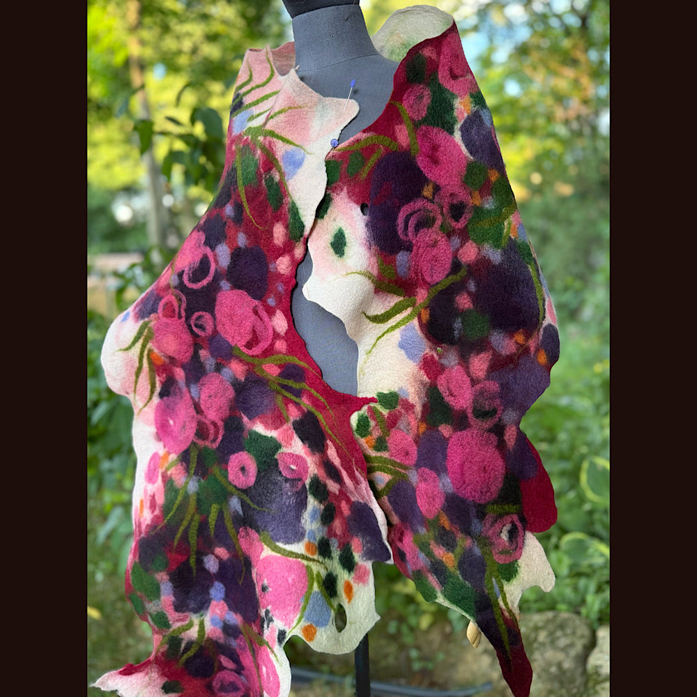 OOAK Handmade wool Felted Scarf 84” X 19” Original art work