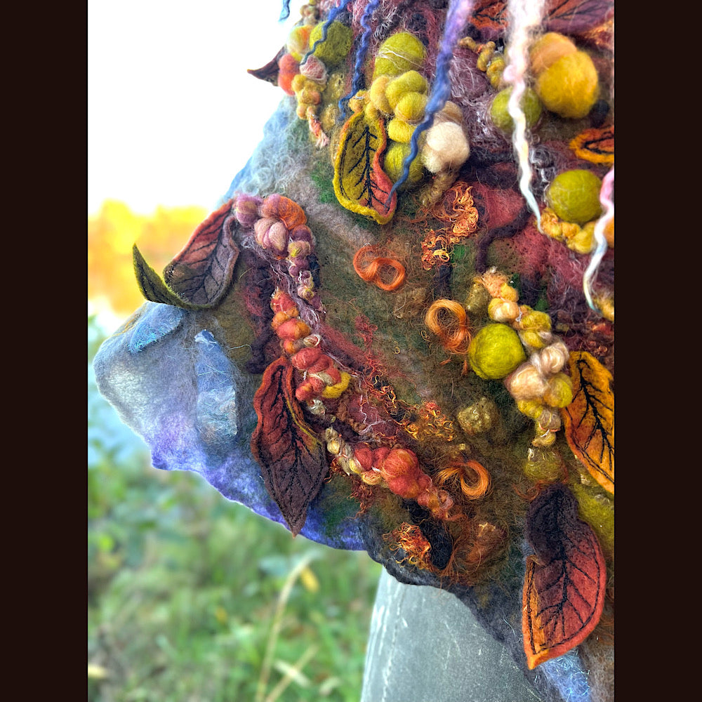 Chicoutimi river felted shawl 59” X 22”