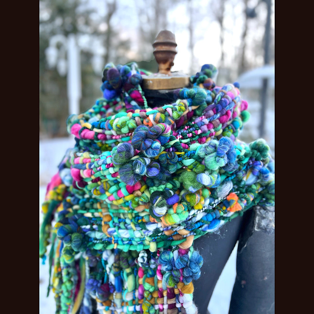 Woven art yarn Scarf 92” X 8.5”