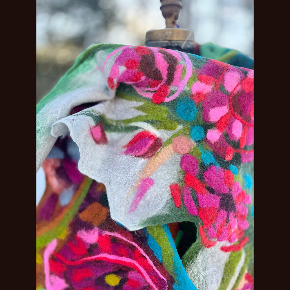 Rose Felted Shawl 84” X 21”