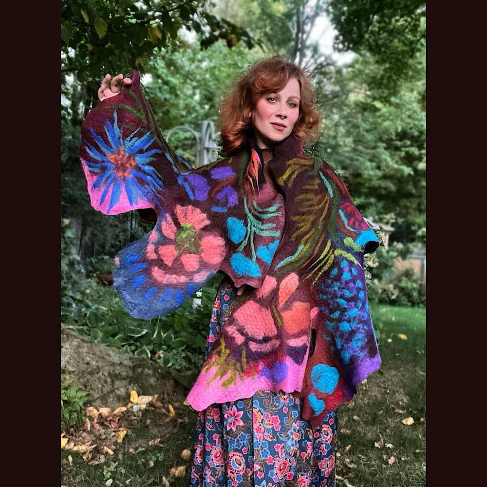 Felted Wool Scarf 70” X 26”