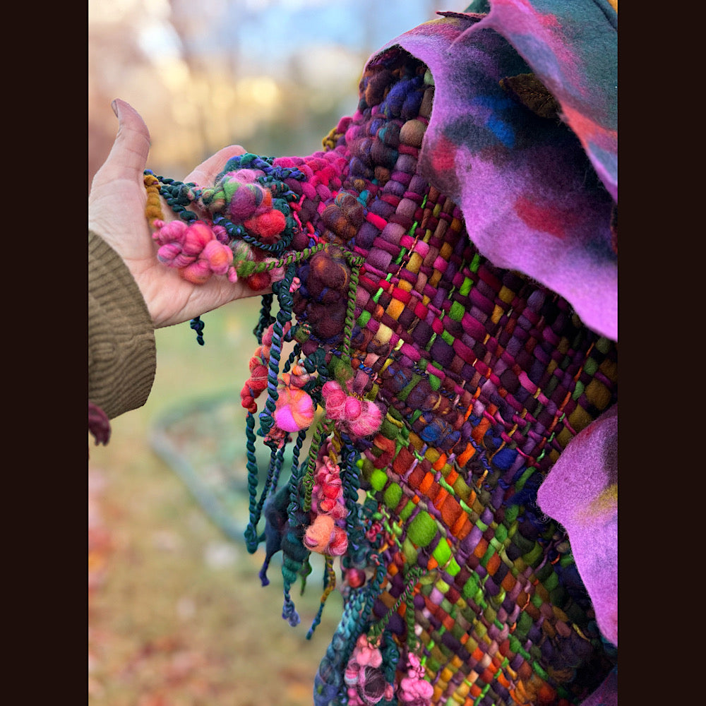 Handmade wool Felted Scarf 90” X 16”