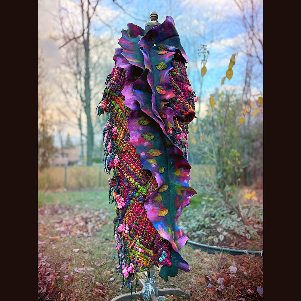 Handmade wool Felted Scarf 90” X 16”