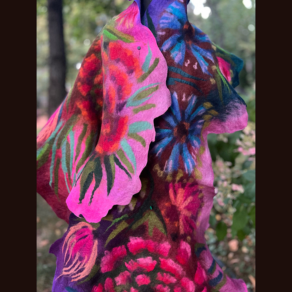 Handmade Felted wool Scarf 86” X 26”