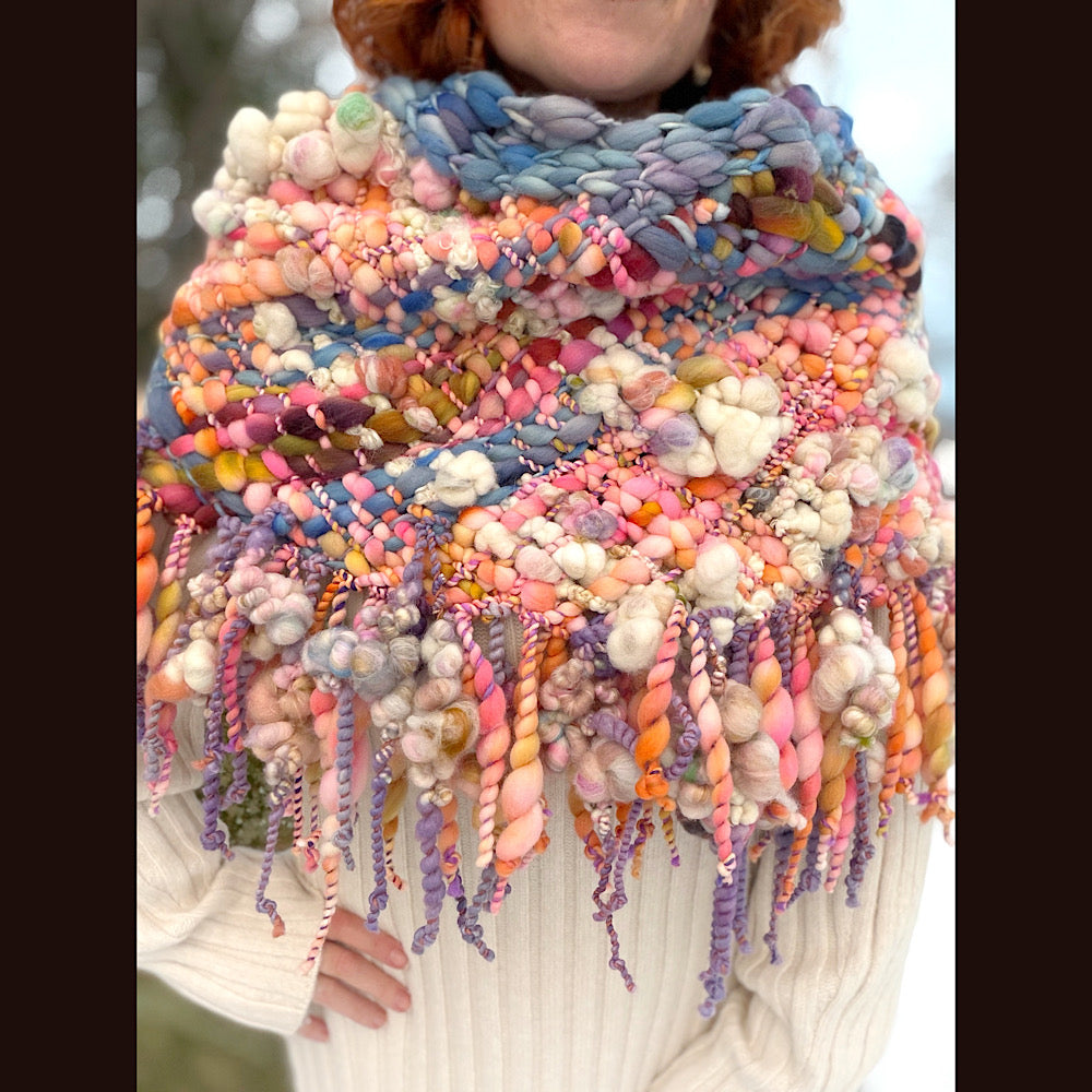 Handmade wool Woven Scarf shawlette 20” X 19”